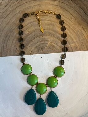 Green and Teal Statement Bib Necklace - Women Jewelry